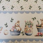 Kék pöttyös nyuszis asztalterítő