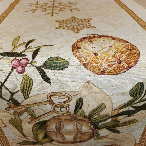 Arany karácsonyfadíszes futó 45x140