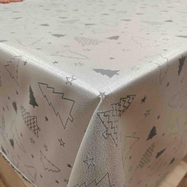 Ezüst alapú szürke fenyős abrosz