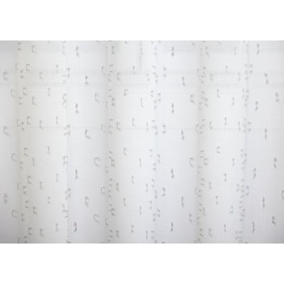 Törtfehér alapon apró szürke csomós függöny