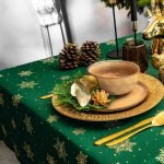 Zöld hópihe mintás ünnepi abrosz