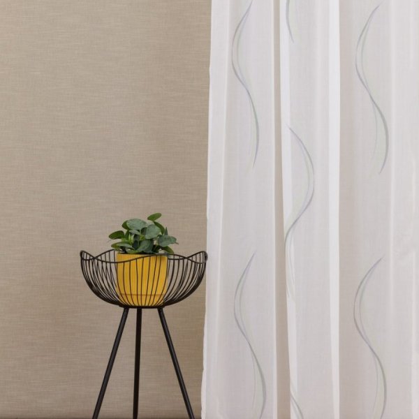 Olíva hullámmintás függöny