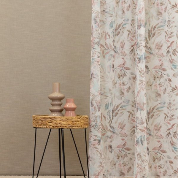 Mályva színű levelekkel szőtt függöny