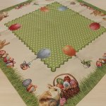 Zöld pöttyös nyuszis asztalközép 100x100