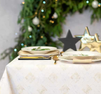 Arany-ezüst rombusz mintás abrosz