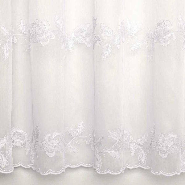 Ecrü hímzett virágos tüll függöny