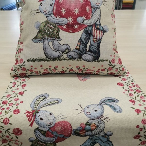 Piros tojásos nyuszis kisfutó 40x100 cm