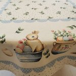 Kék pöttyös nyuszis asztalterítő