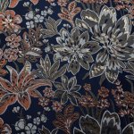 Sötétkék színes nagyvirágos dekor