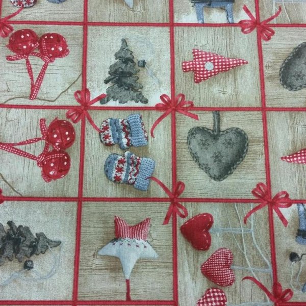 Szívecskés-kesztyűs karácsonyi abrosz