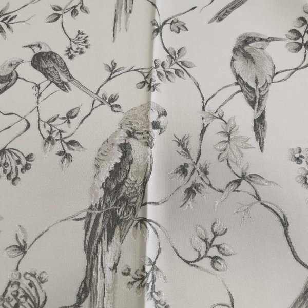 Ezüst színű madaras dekorfüggöny