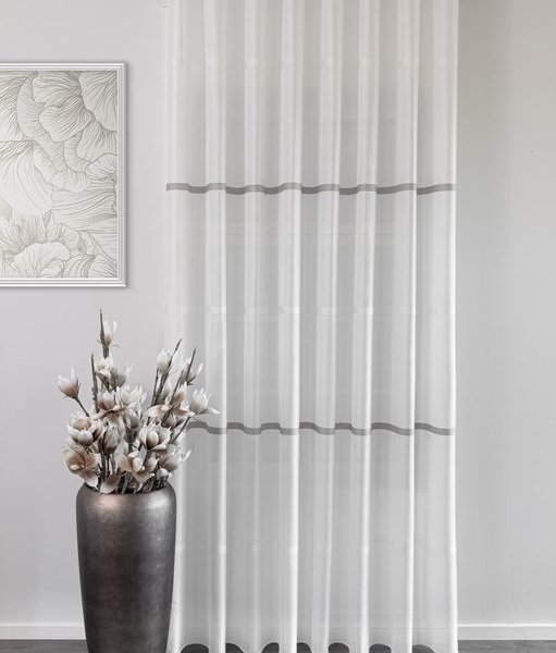 Természetes hatású szürke csíkos függöny