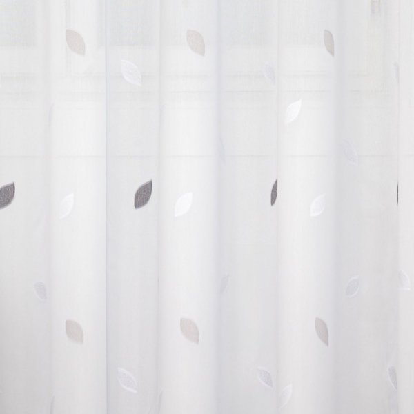 Fehér-szürke levélmintás függöny
