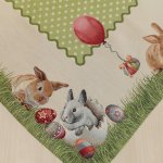 Zöld pöttyös nyuszis asztalközép 100x100