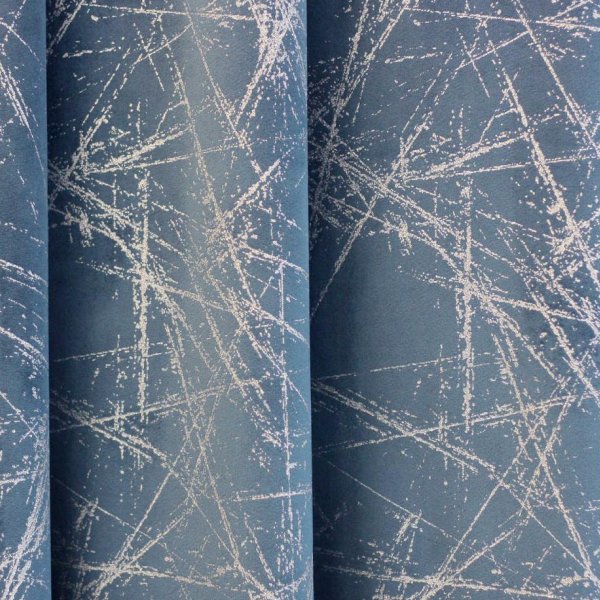 Kék csillogó nyomott mintás dekor