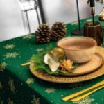 Zöld hópihe mintás ünnepi abrosz