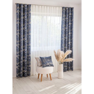 Kék alapú szövött virágos dekor