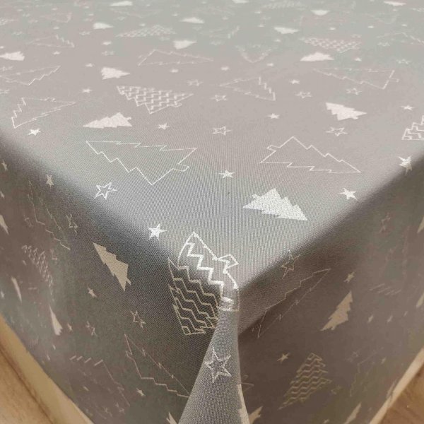 Szürke alapú ezüst fenyős abrosz