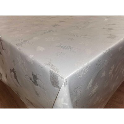 Ezüst szarvasos karácsonyi abrosz