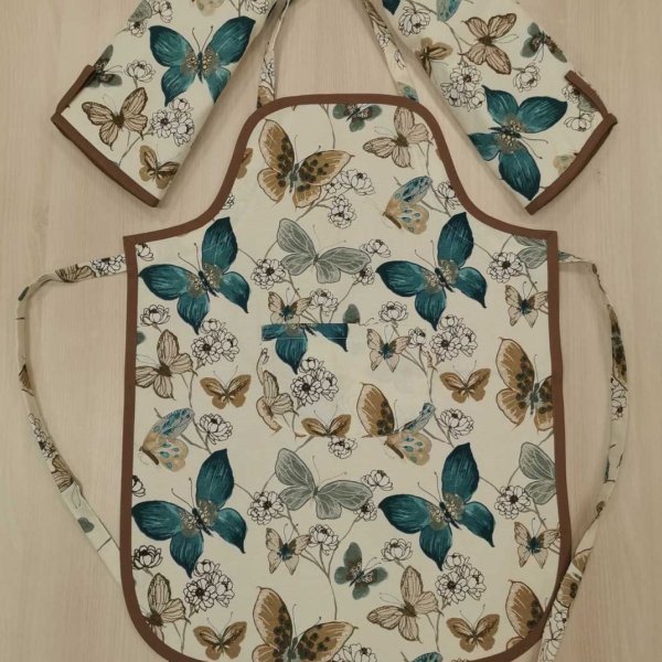 Kék pillangós  kötény szett