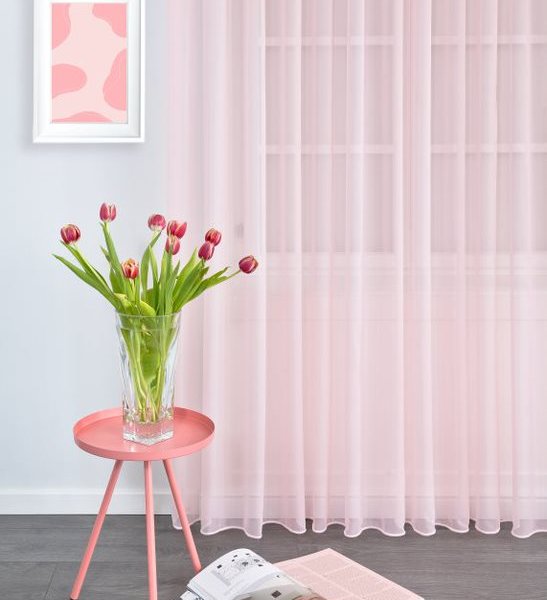 Voál függöny halvány rózsaszín