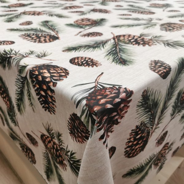 Fenyő-toboz mintás vízlepergető abrosz