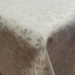 Drapp-ezüst hópelyhes impregnált abrosz